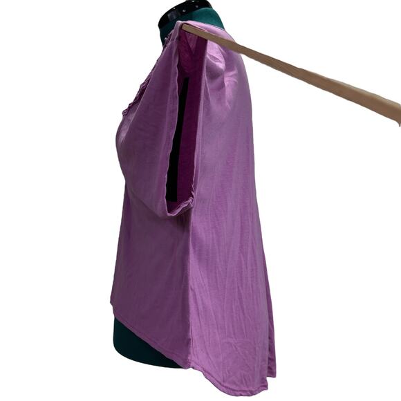 Luv Me More Embellished Crochet Neck Hi Lo Loose Tee Shirt Top Plus Size 3X Pink - Picture 6 of 13